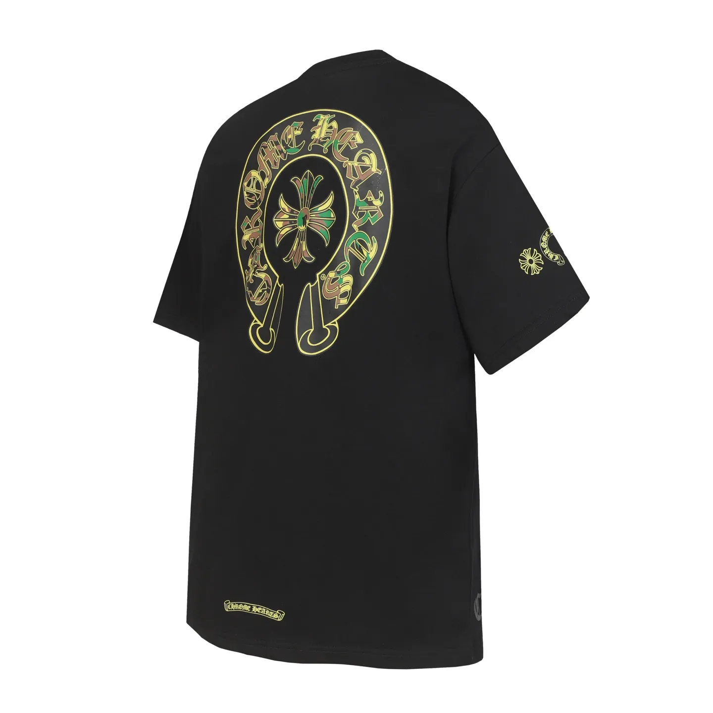 P160 Cross-border running quantity model, please do not place an order if you pursue quality - Chrome Hearts/Chrome Hearts green military flower Sanskrit horseshoe print popular short-sleeved T-shirt - High weight, high density and high quality, soft, delicate and skin-friendly wool, soft and silky to the touch, excellent warmth and skin-friendly properties - Custom-woven and custom-dyed, no color difference, no matter the fabric or workmanship details, beat the ordinary version on the market -Colour: black white -Size: S M L XL